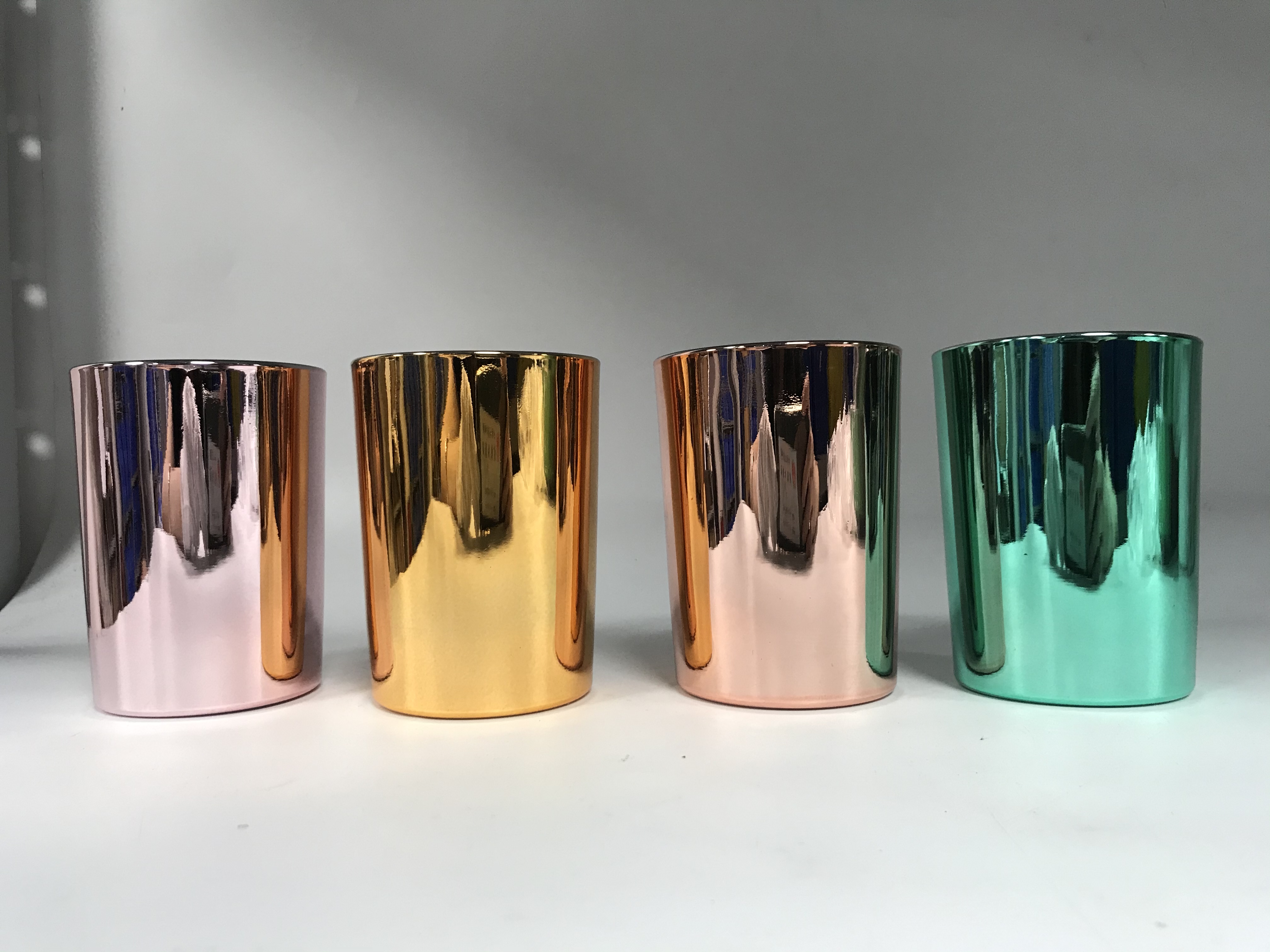 Metallic solid electroplating glass candle holders with thick wall
