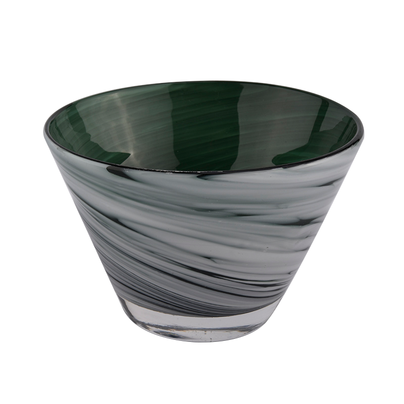 Popular 280ml V shape glass candle holder for home deco