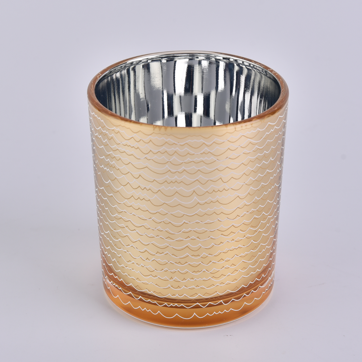 decorative glass candle jar with electroplating sliver inside