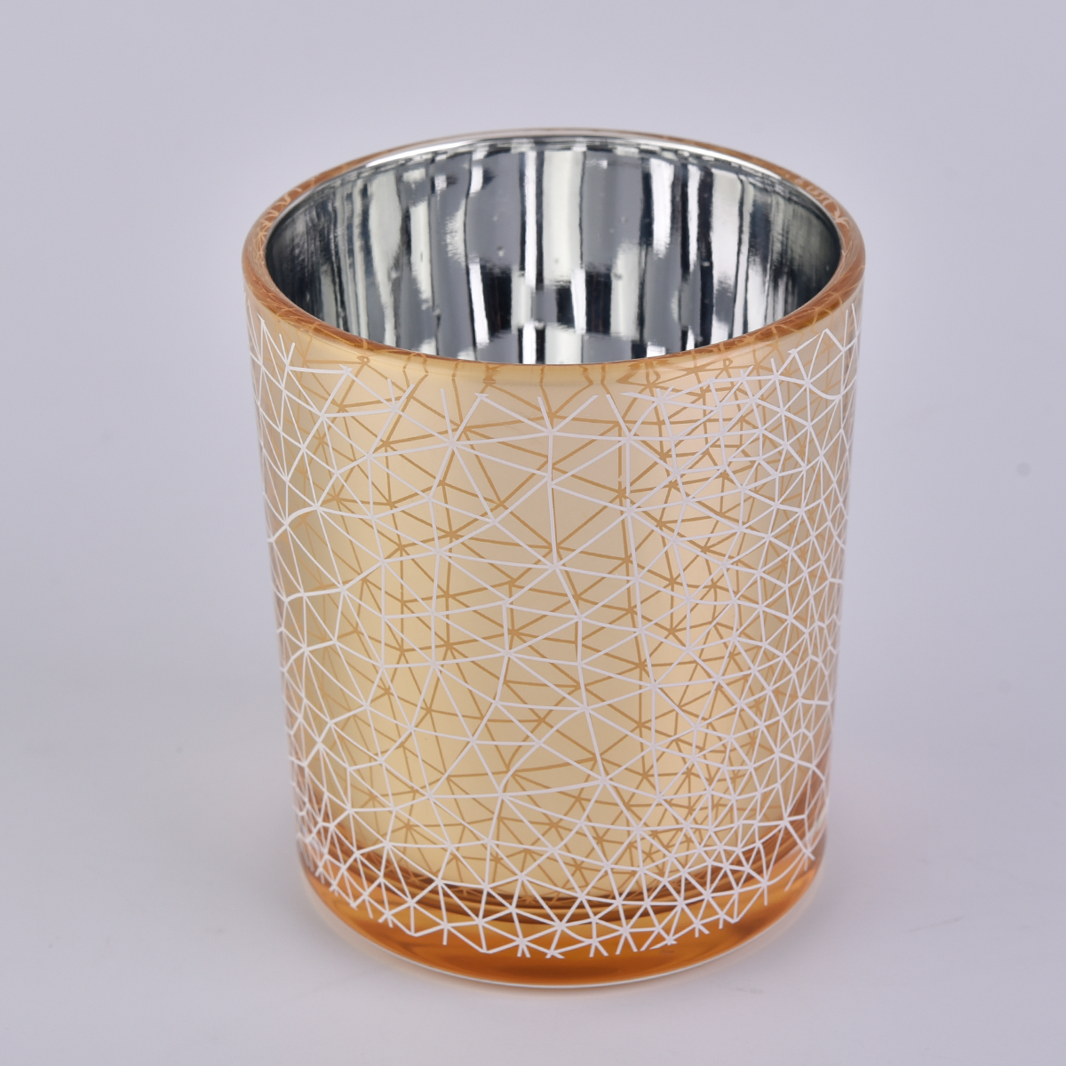 gold glass candle holder with custom printing