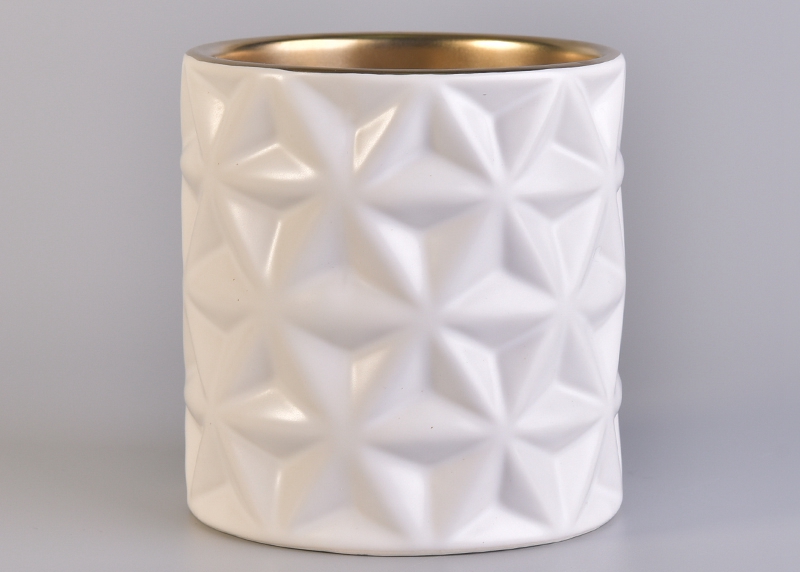 Custom White Pattern Ceramic Candle Jar Supplier