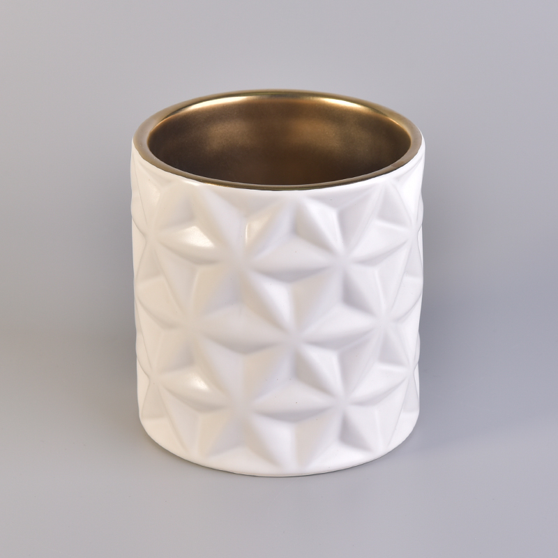 Custom White Pattern Ceramic Candle Jar Supplier