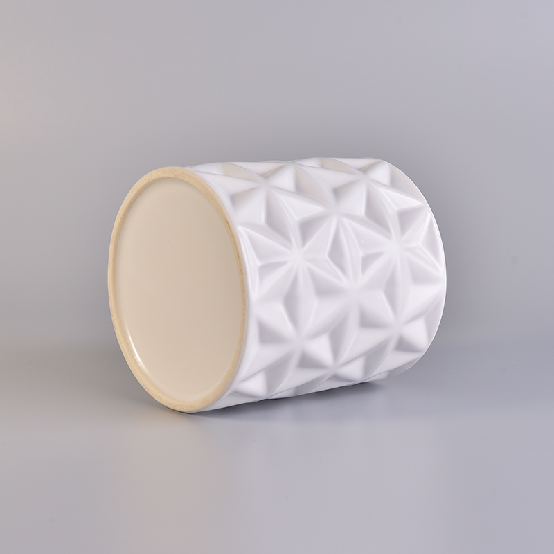 Custom White Pattern Ceramic Candle Jar Supplier