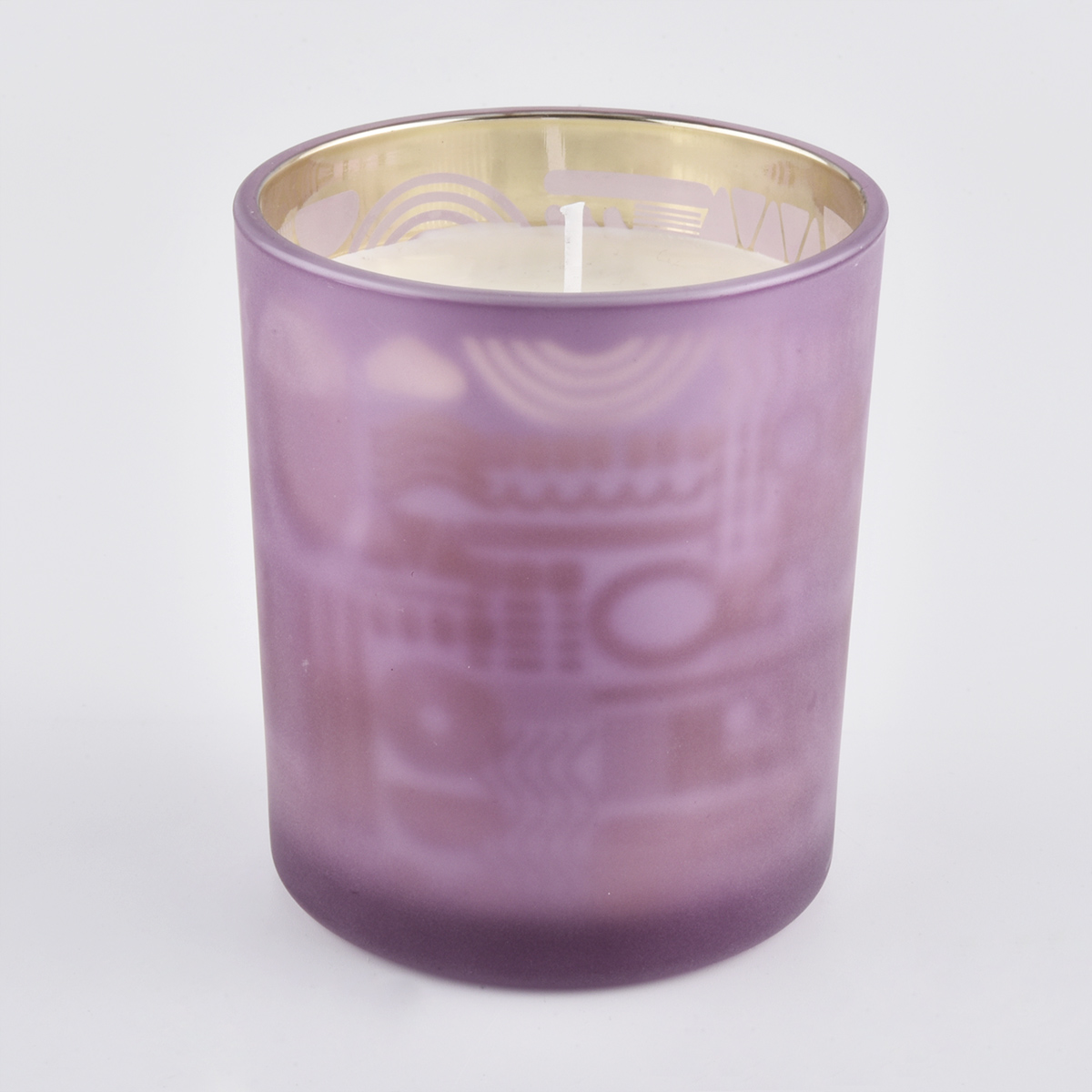 frosted colored glass candle vessels with laser pattern