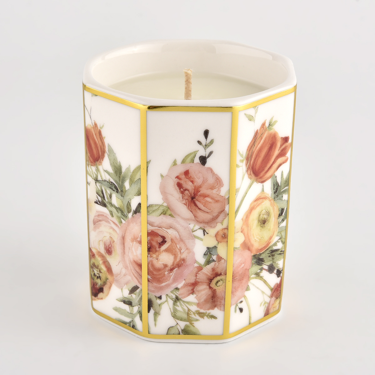 8 sides design ceramic artwork candle jars