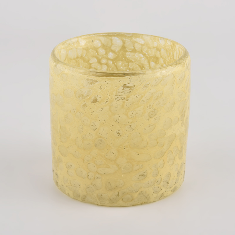 Luxury 8oz 10oz yellow cylinder glass candle holder for supplier