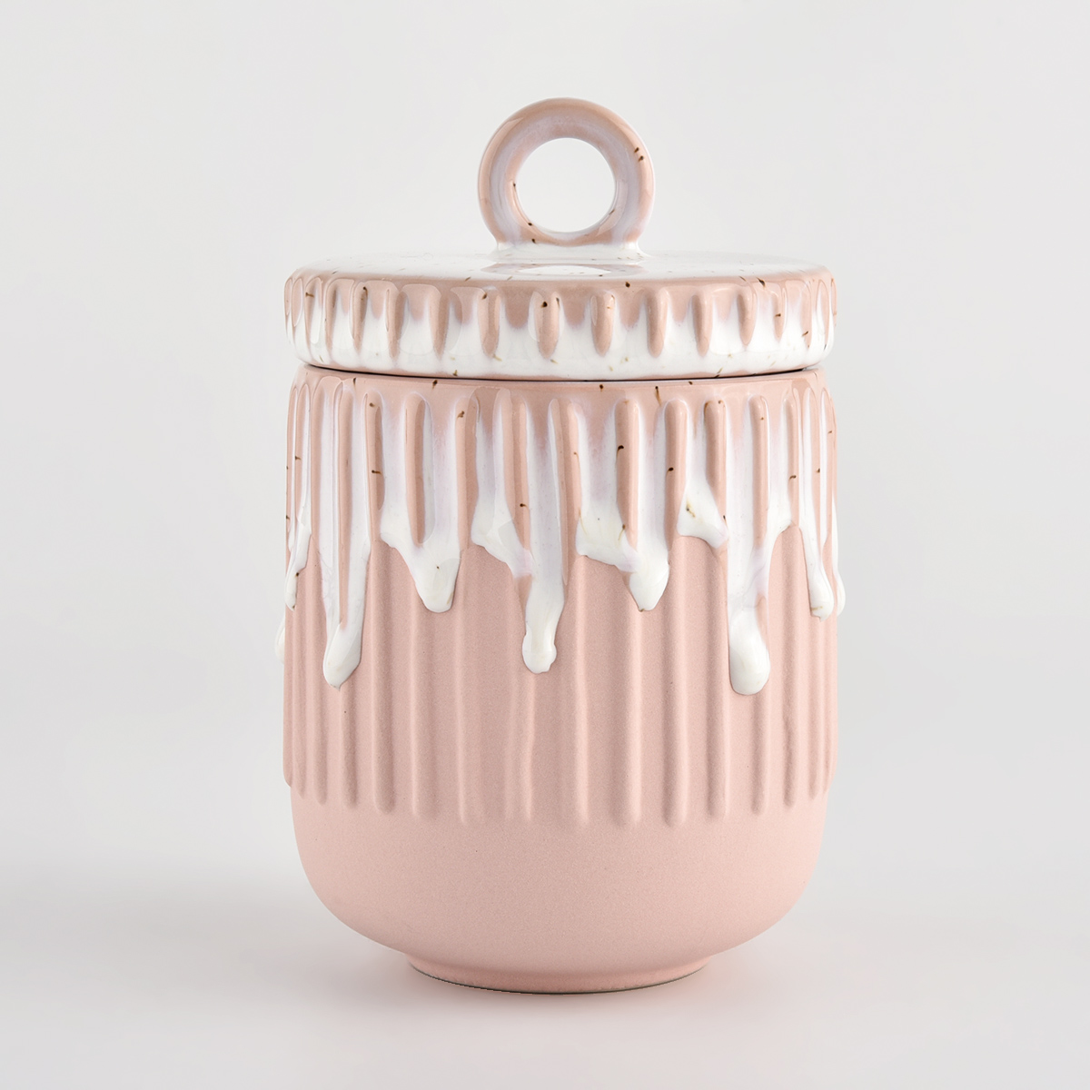 home decor pink ceramic candle jar with lid