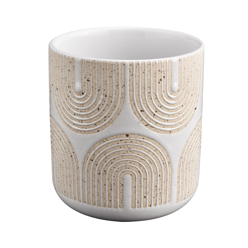 ceramic candle vessel with decorative pattern