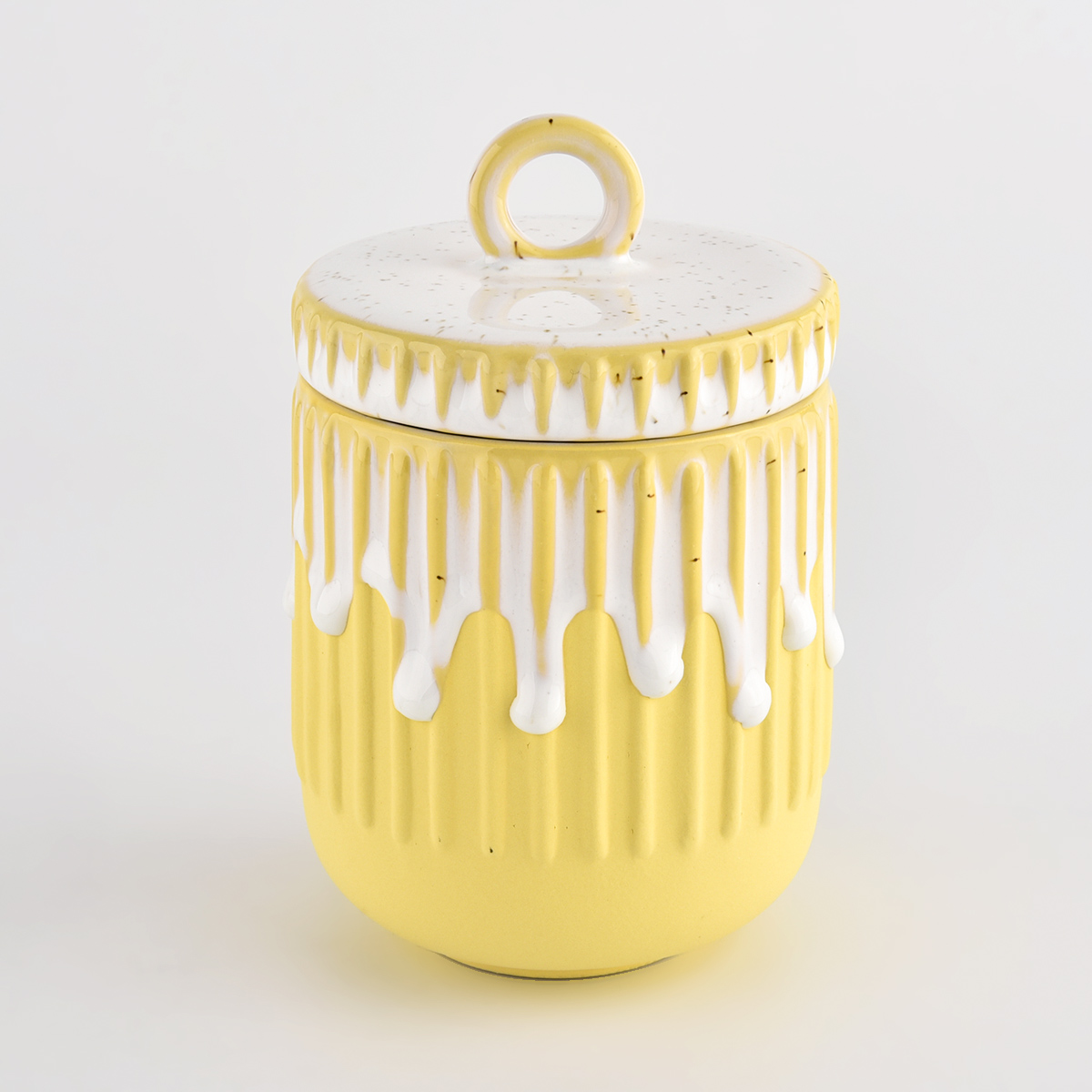 Strip ceramic candle jar with lids for candle jars