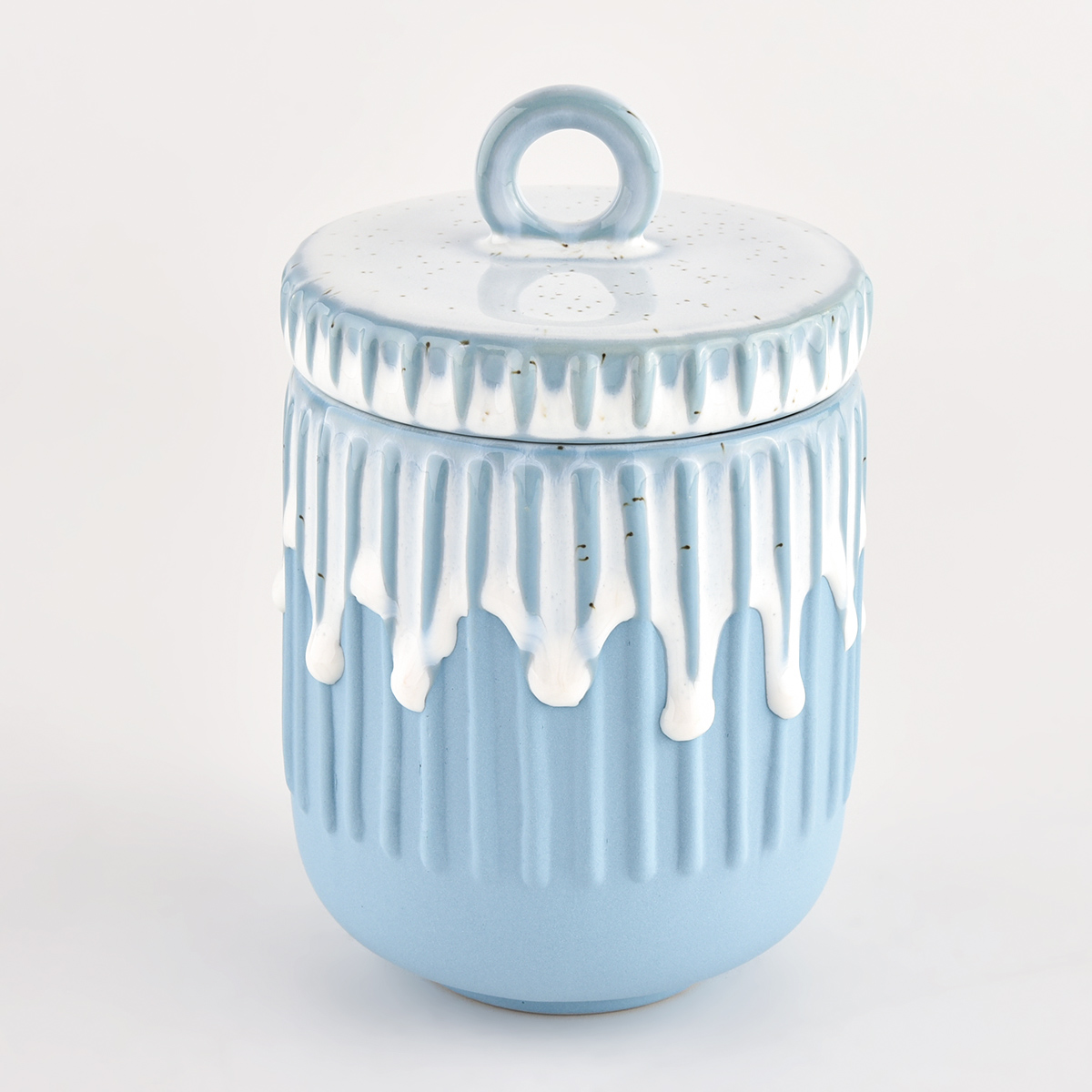 Strip pattern 12oz ceramic candle jar and lids for wholesale