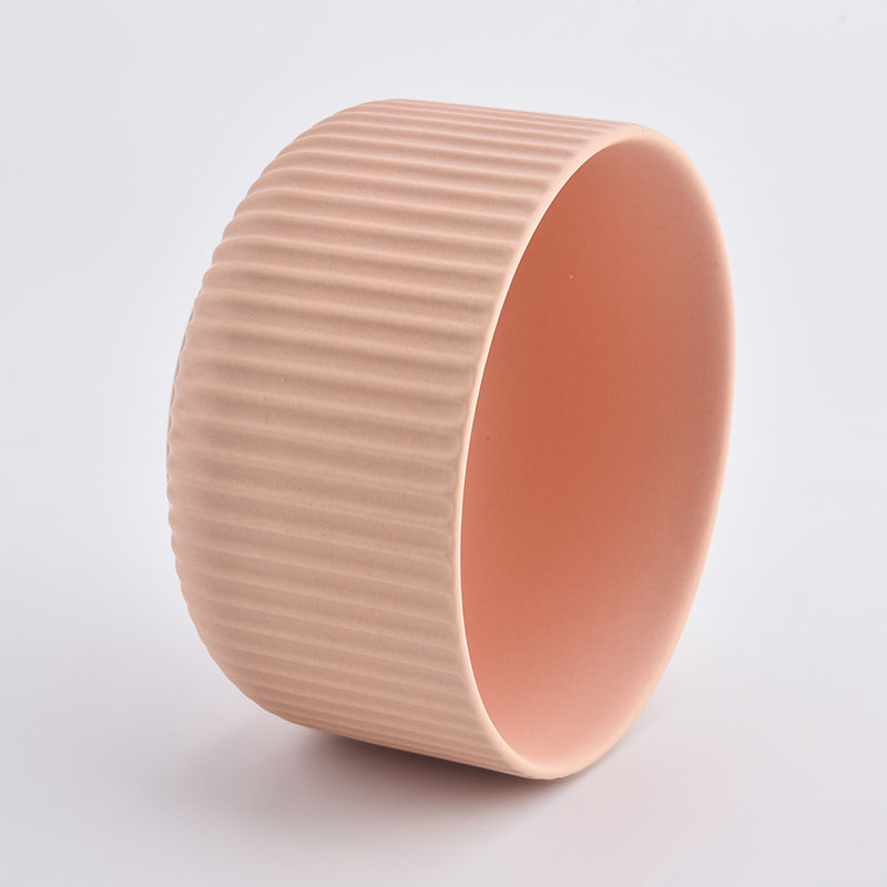 Wholesale Fancy Ceramic Candle Container Stripe Empty Candle Jar
