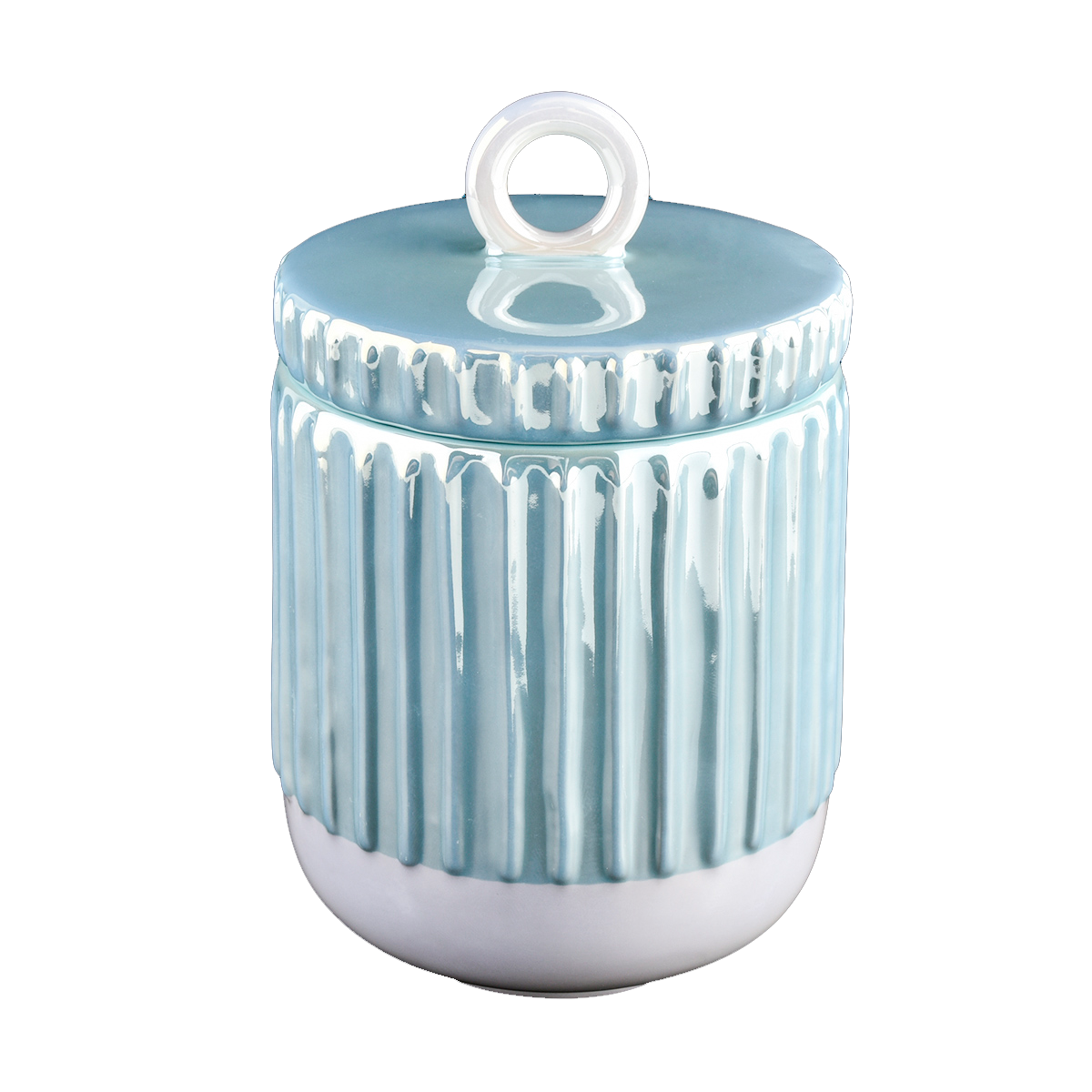 new glossy pearl grazing ceramic candle jar