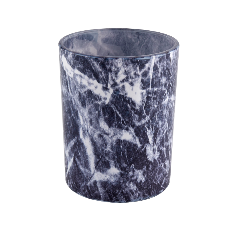 Newly design 300ml rock effect cylinder glass candle holder for wholesale
