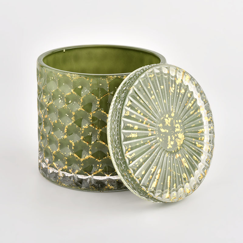 luxury glass candle holder with lid home decor