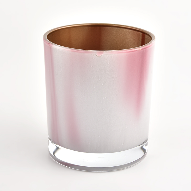 luxury iridescent metal color glass candle jar