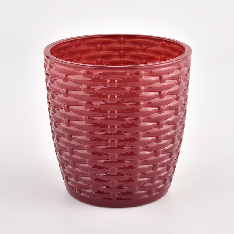 hot sales basket weave glass candle jar