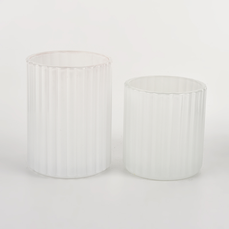 6oz Stripes Pattern Glass Candle Holders For Candle Making Wholesale