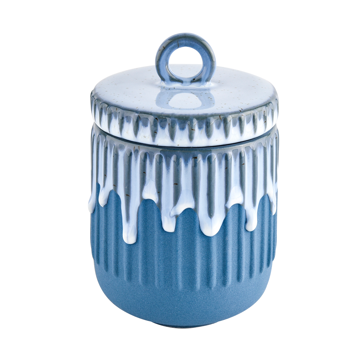 Popular 400ml blue ceramic candle holder with lids for home deco