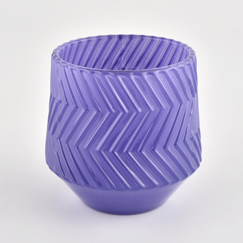 purple unqiue glass candle vessel with base 200ml