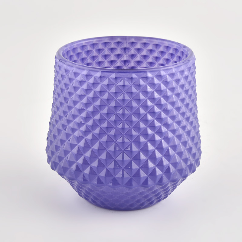 Geo cut beautiful colored glass candle jar with base