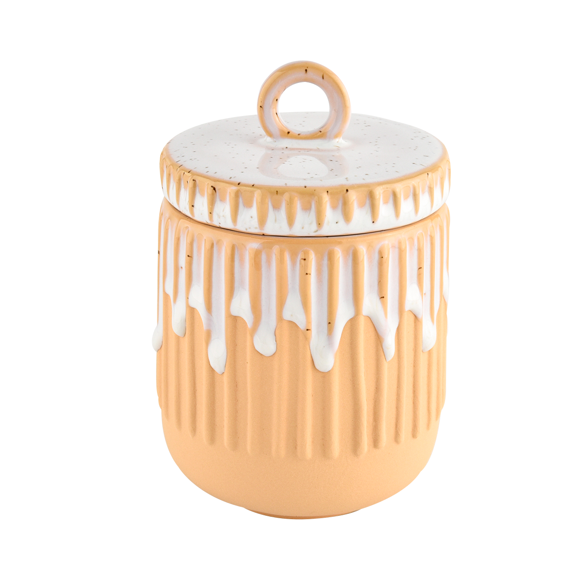Supplier 400ml orange ceramic candle holder with lids from Sunny Glassware