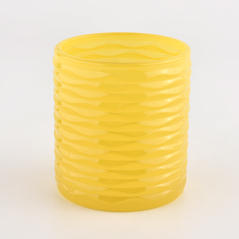 unique yellow glass candle jar