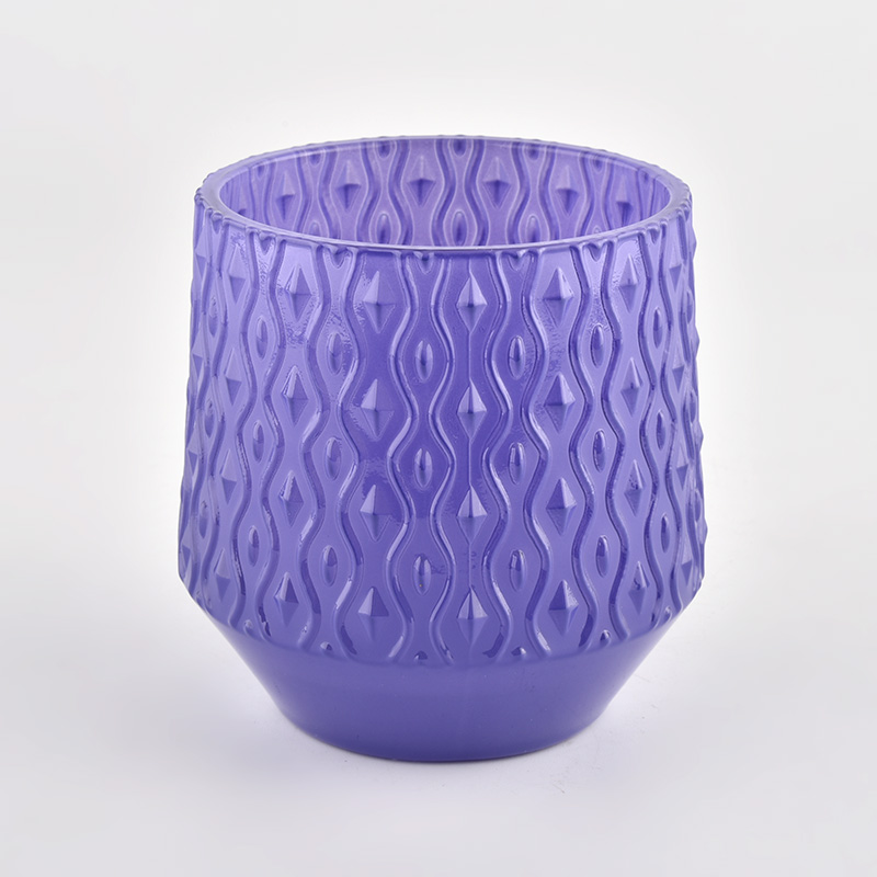 8oz 10oz votive design glass candle holders with emboss paterns