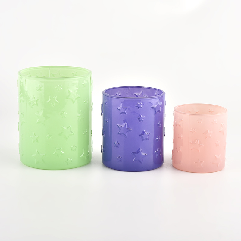 Luxury 220ml pink with star deco glass candle holder for supplier