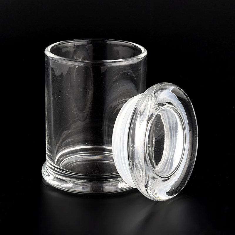 clear metro glass candle holders with flat glass lids with various sizes