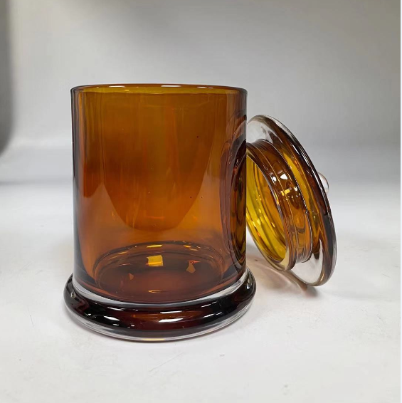 10oz wax amber glass metro jar from Sunny Glassware
