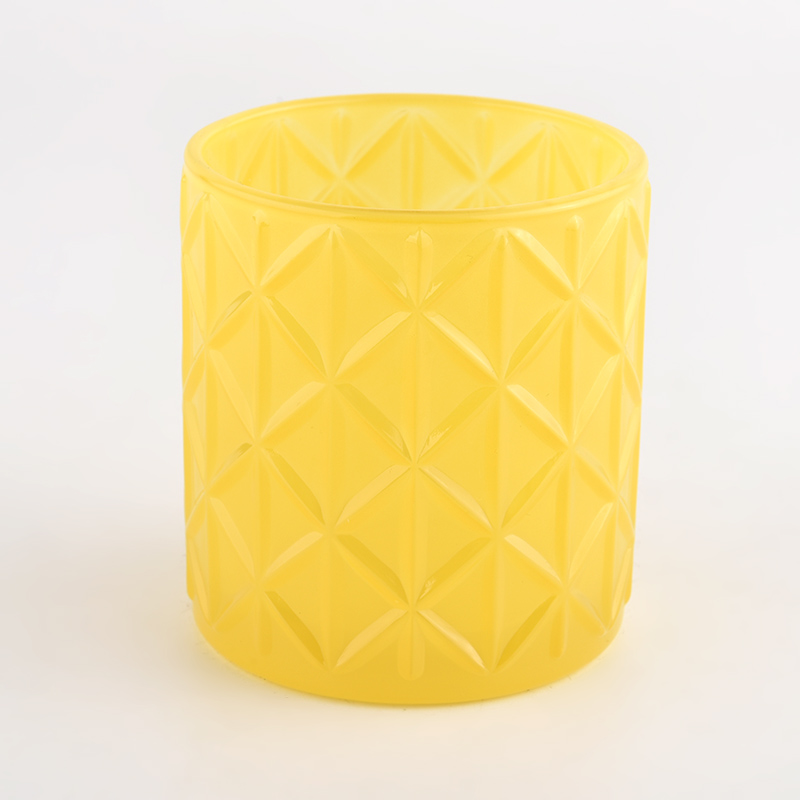 embossed diamond pattern glass candle jars for 6oz candle filling