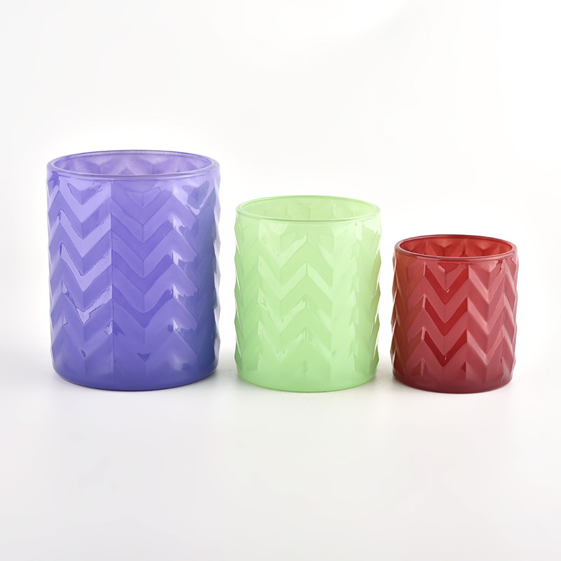 Waved pattern glass candle jars 20oz 10oz 6oz glass candle holders