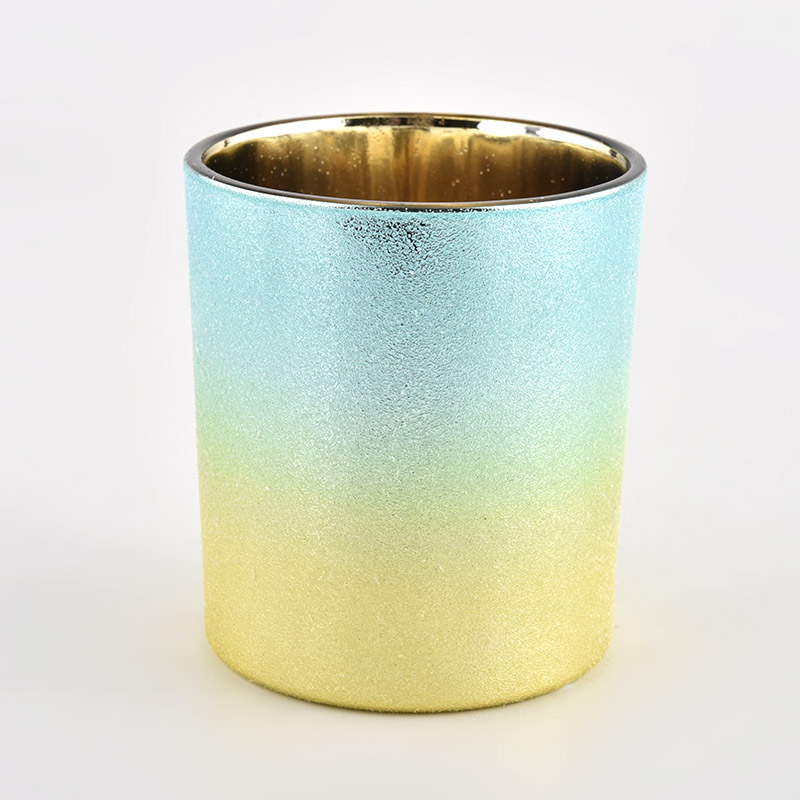 ombre color gradient blue and yellow 300ml glass candle holder any color mixed