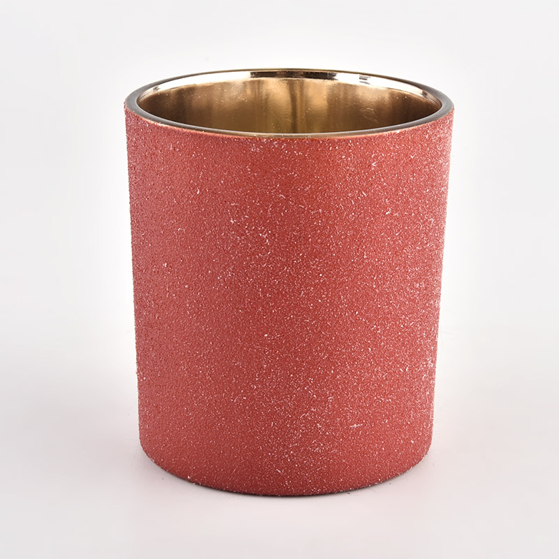 luxury metal color coating glass candle jar