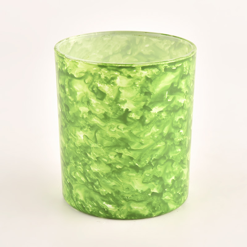 8oz glass candle holders with marble finish painting