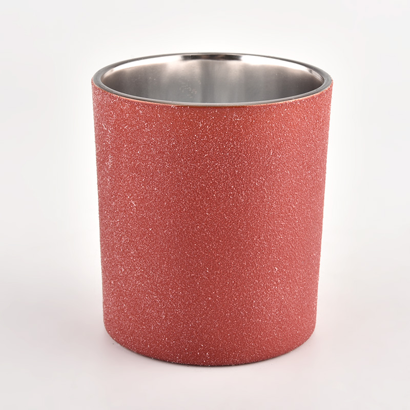 Stock 8oz 10oz diamond red effect glass candle holder for wholesale