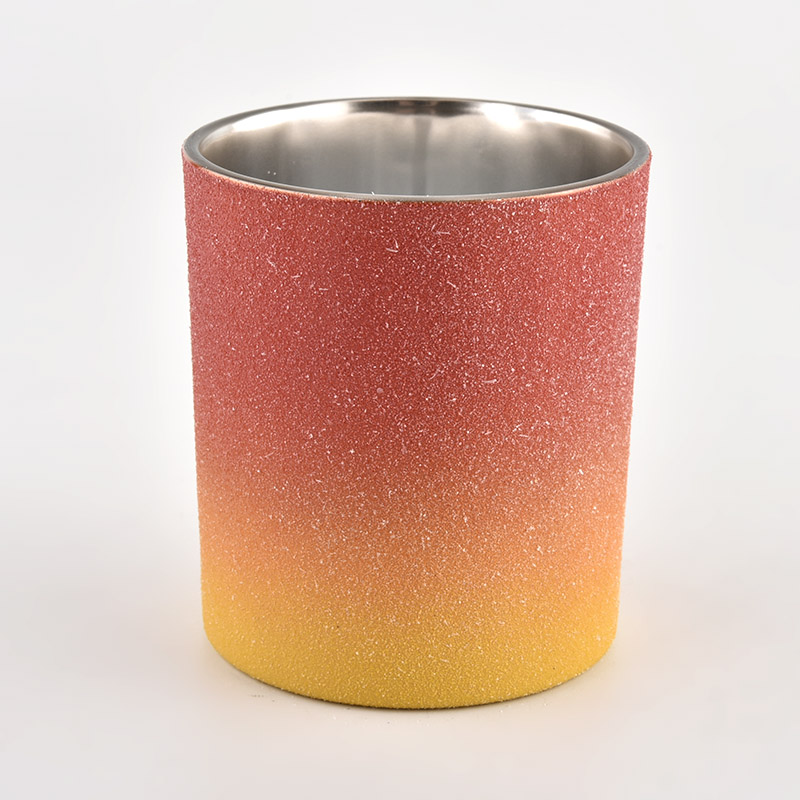 Ombre color sand coating unique glass candle vessels