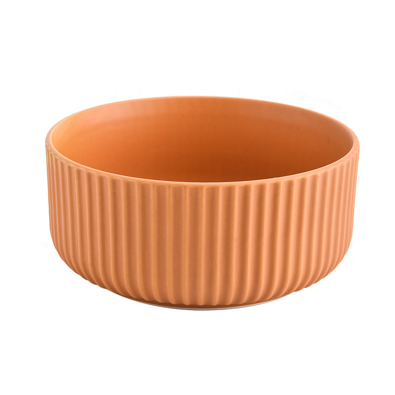 large orange ceramic candle vessel 3 wick candle holder