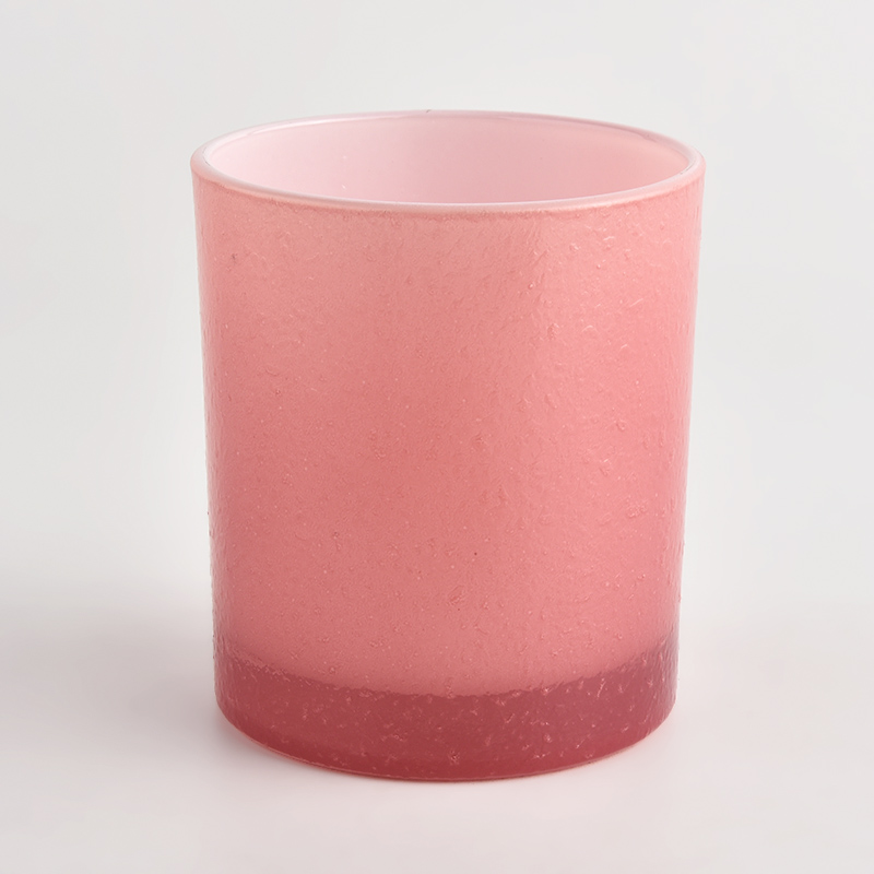 new style empty light pink glass candle jar for making wholesale