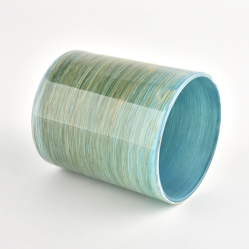 Wholesale colorful glass candle jar with different decorations