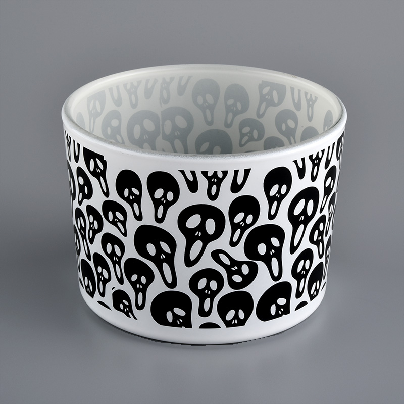 wholesale white glass vessels for candles with pattern