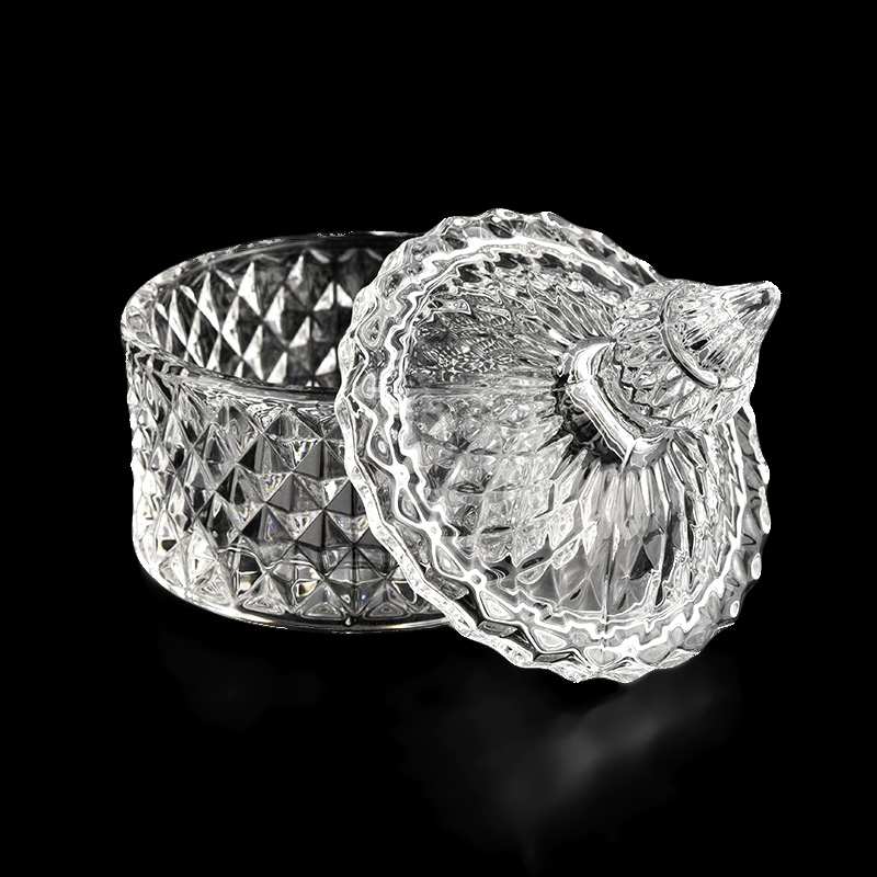 Luxury glass jars with glass lid for home decoration