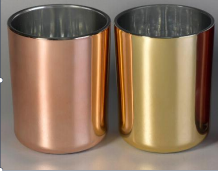 toples lilin kaca emas dengan alas bulat untuk lilin 8oz 10oz