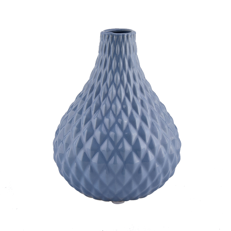 13oz blue cone shape ceramic reed diffuser bottle