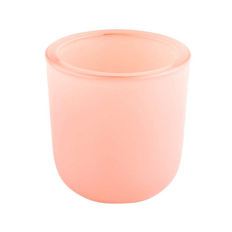 pink glass candle jars with thick wall round bottom for 8oz candle