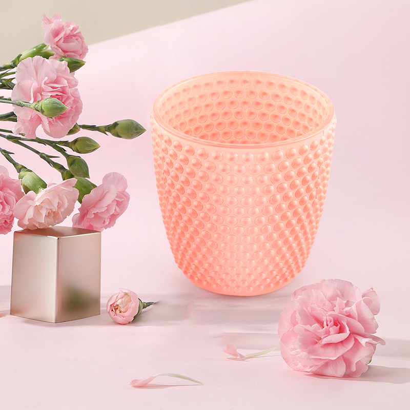 wholesale glass candle vessels with hobnail design