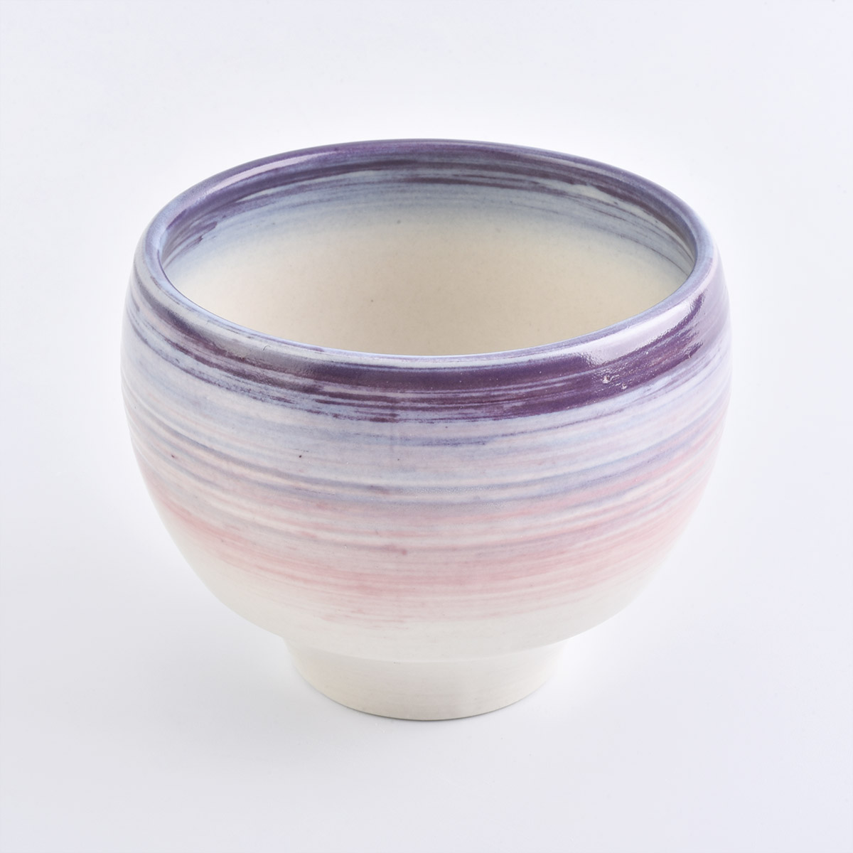 ceramic candle container with beautiful brushed color