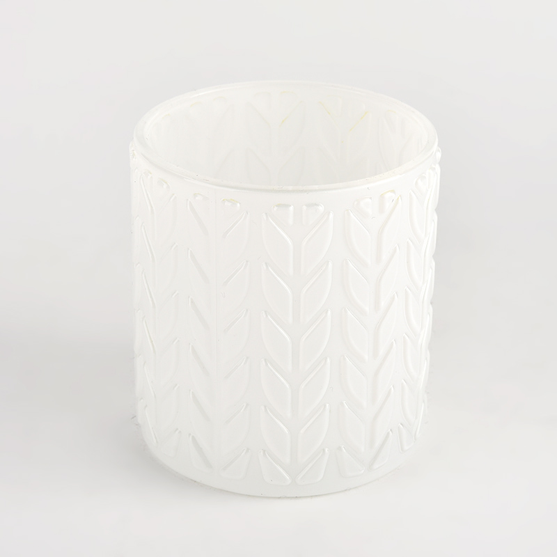 Leaf Texture Pattern Glass Candle Holders 6oz candle glass