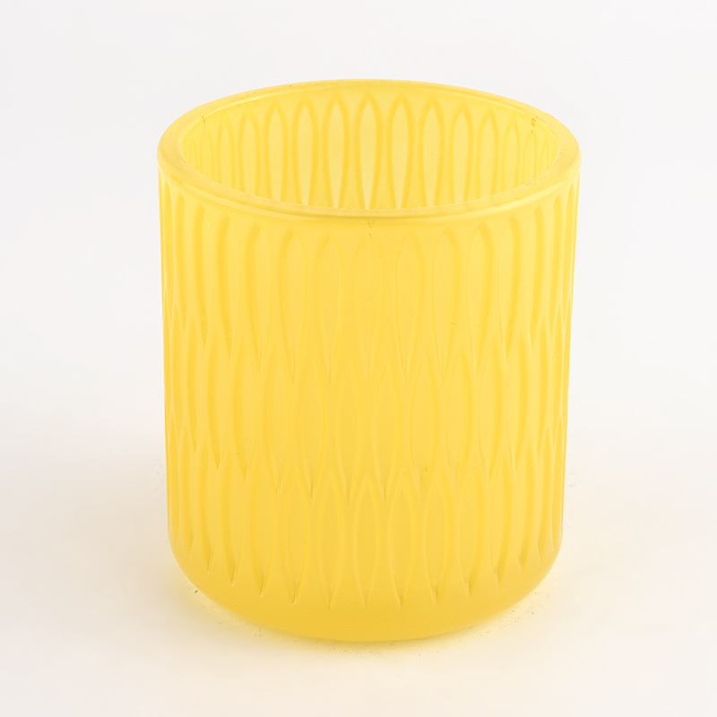 Embossed Glass Candle Jar Empty Wholesale Glass Candle Holders Bulk