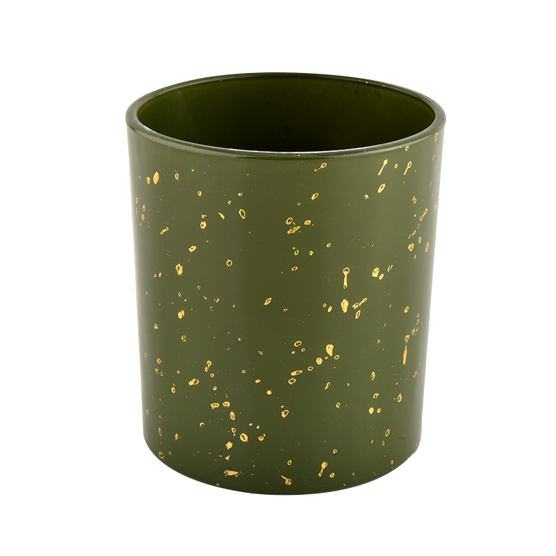 Luxury Cylinder green Glass candle jar for Home Decoration